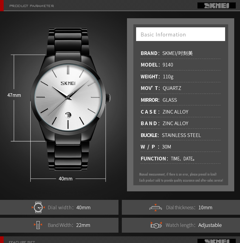 Skmei Quartz Analog Steel Watch For Men 9140 Original
