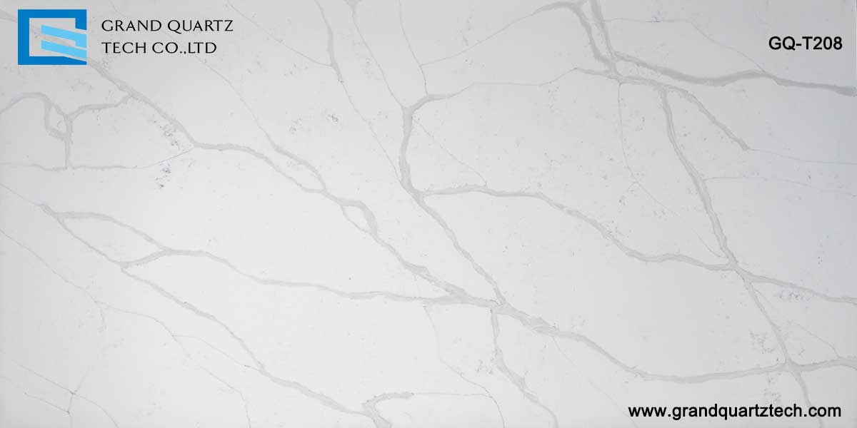 Factory Direct Marble White Quartz for Kitchen Countertops GQ-T208  