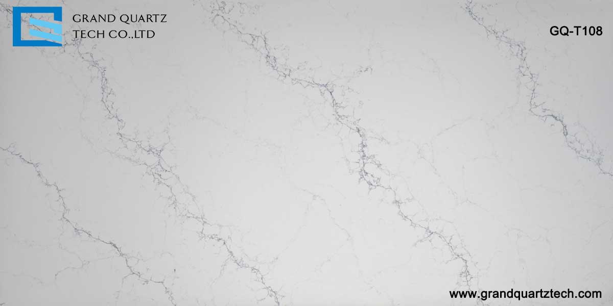 Solid Surface Quartz Countertop for White Cabinets GQ-T108