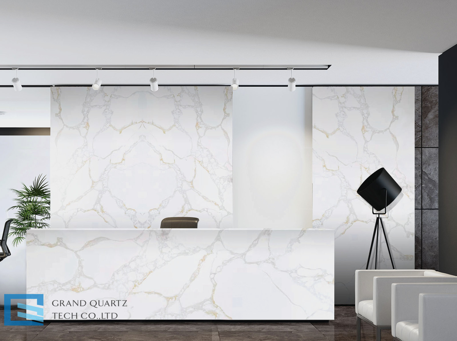 GQ-T205 calacatta white quartz with gold and grey veins for countertop.jpg