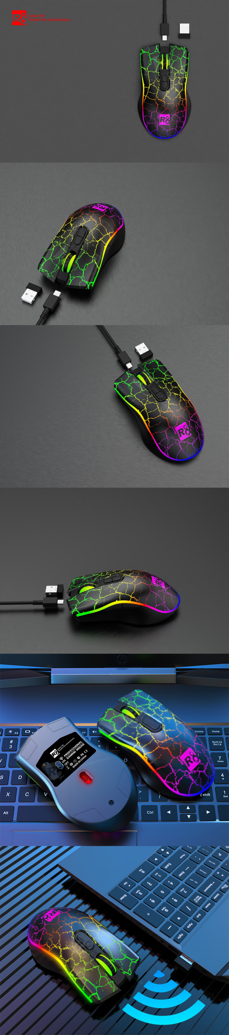 7D Wireless Rechargeable mouse with RGB LED light-1714 