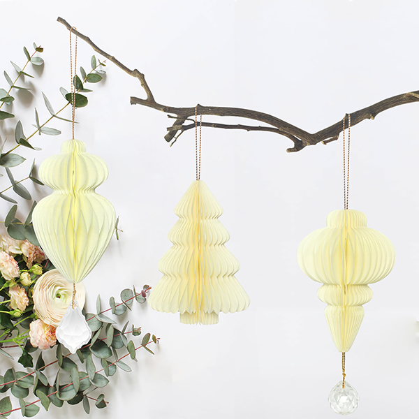 Blue Christmas Paper Honeycomb Ornaments yellow03-Harborapaper.jpg 