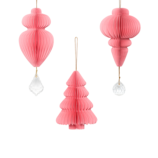 Blue Christmas Paper Honeycomb Ornaments pink 01-Harborapaper.jpg 