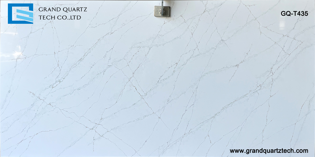 Calacatta White Quartz Slab for Kitchen Countertop GQ-T435
