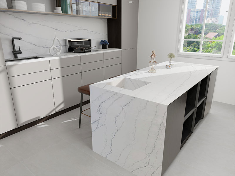 Artificial White Quartz Countertop with Grey Veins GQ-T266-1.jpg  