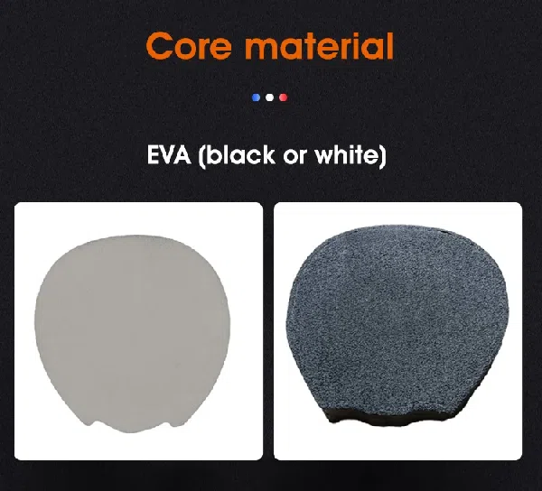 Padel racket EVA core options black and white.webp