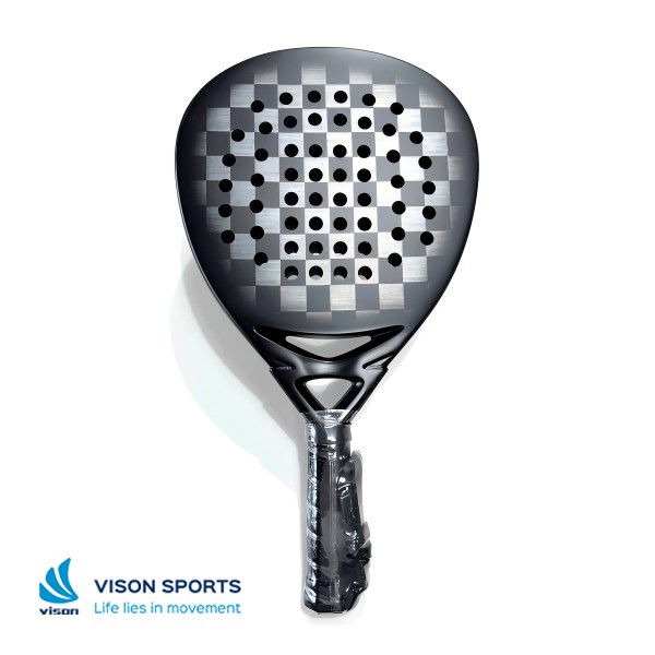 18K Aluminized Carbon Padel Racket Teardrop Shape Front View VCPR-5.jpg