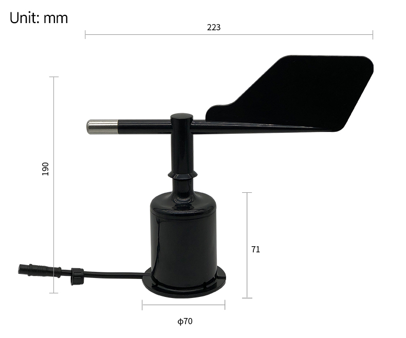 YGC-FX1 Wind Direction Sensor Dimensions-YIGU Sensor.jpg   