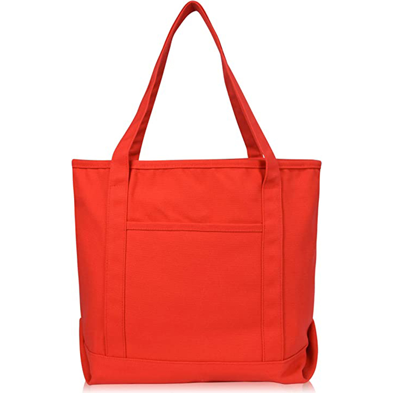 工厂批发纯色棉帆布购物袋,带定制Logo-10