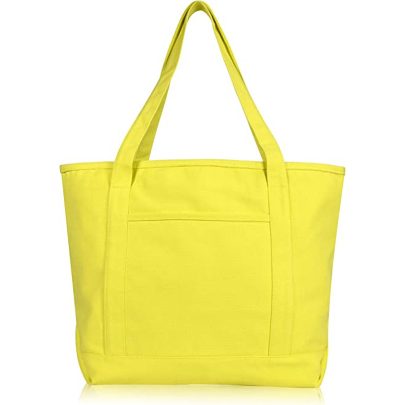 工厂批发纯色棉帆布购物袋,带定制Logo-12