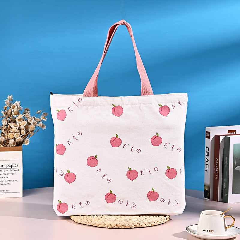 定制空白拉链帆布便携购物袋批发-03