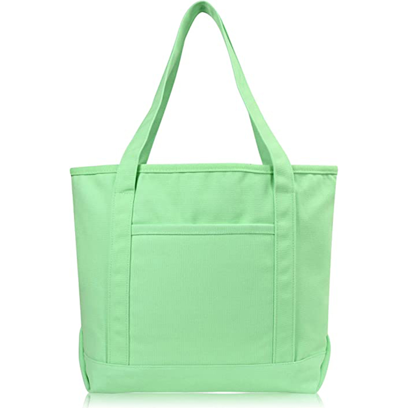 工厂批发纯色棉帆布购物袋,带定制Logo-09