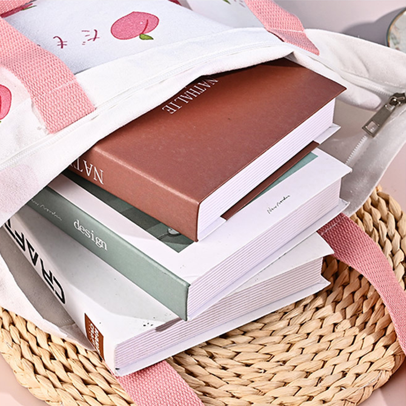 定制空白拉链帆布便携购物袋批发-04